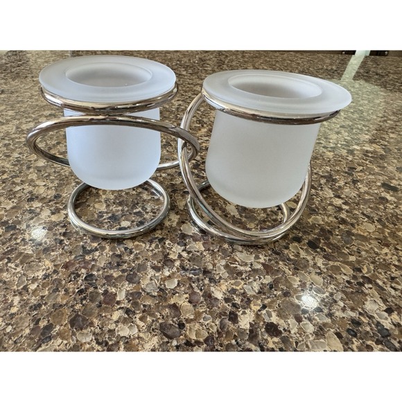 PartyLite Silver Plated Interlocking Gemini Candle Holders P7207 - Picture 3 of 12